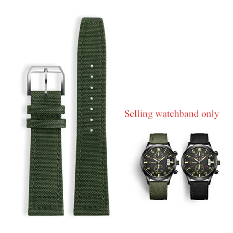 

Front Nylon back cowhide watchband for IWC-watch series canvas watch strap 22mm 21mm 20mm black blue nylon bracelet for men