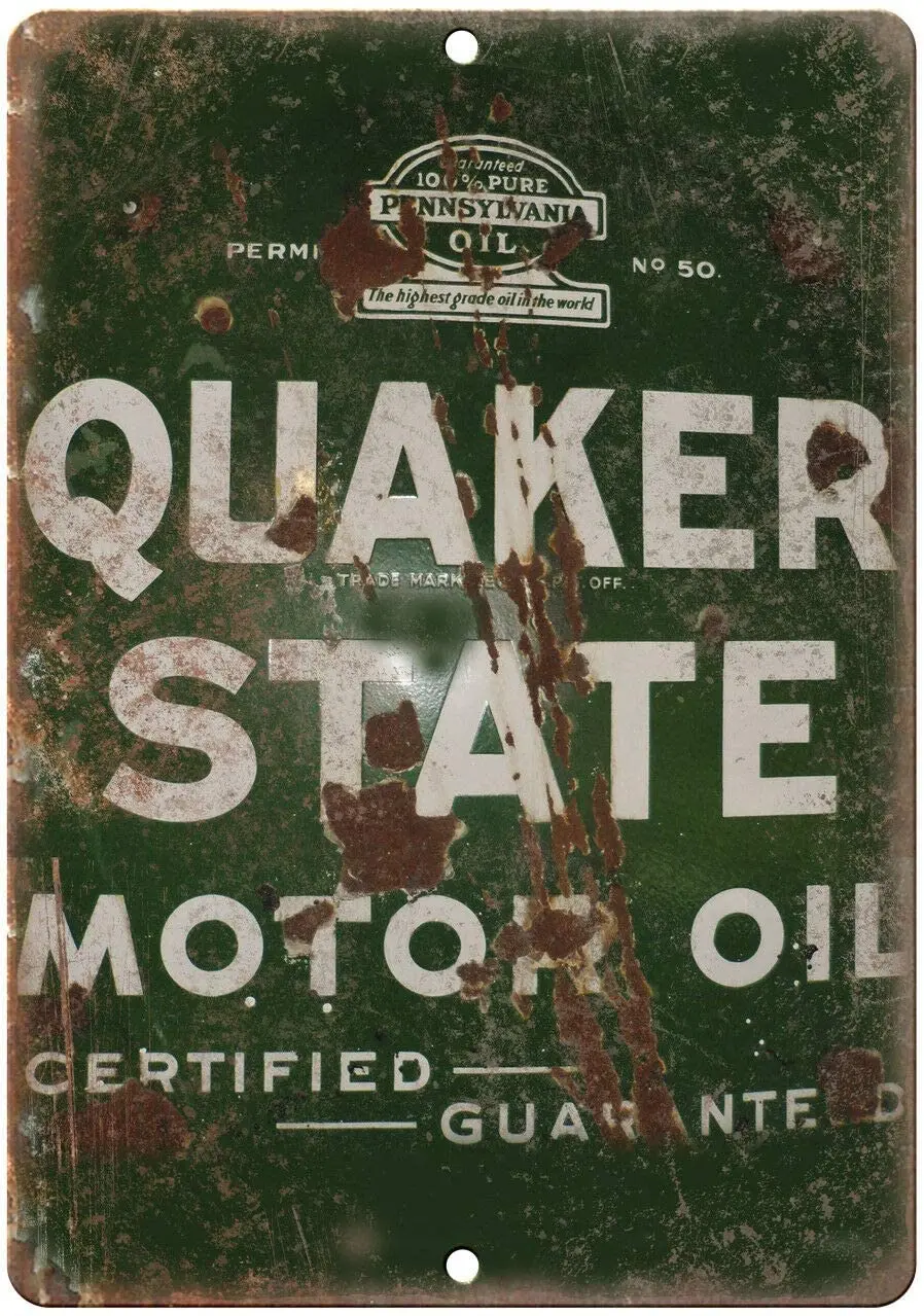 

Quaker State Motor Oil Decor Signs 12x8 Inch Metal Tin Sign