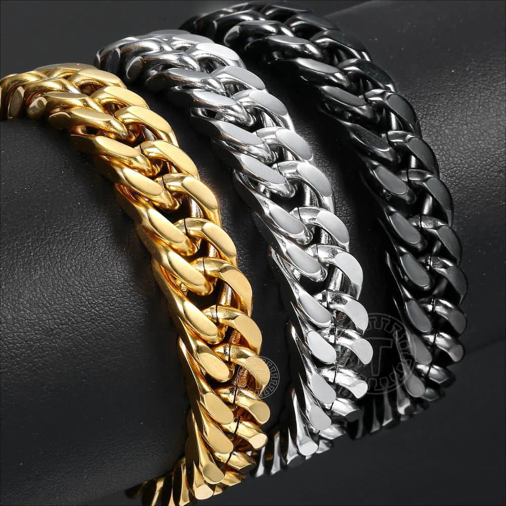 Мужской браслет шириной 10 мм из нержавеющей стали 316L с двойным плетением Rombo