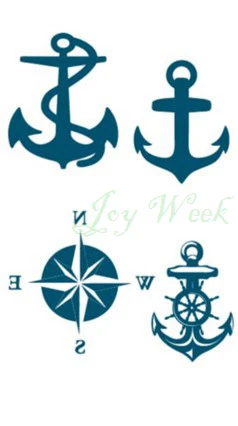 Водонепроницаемые Временные татуировки стикер якори Компас маленький размер