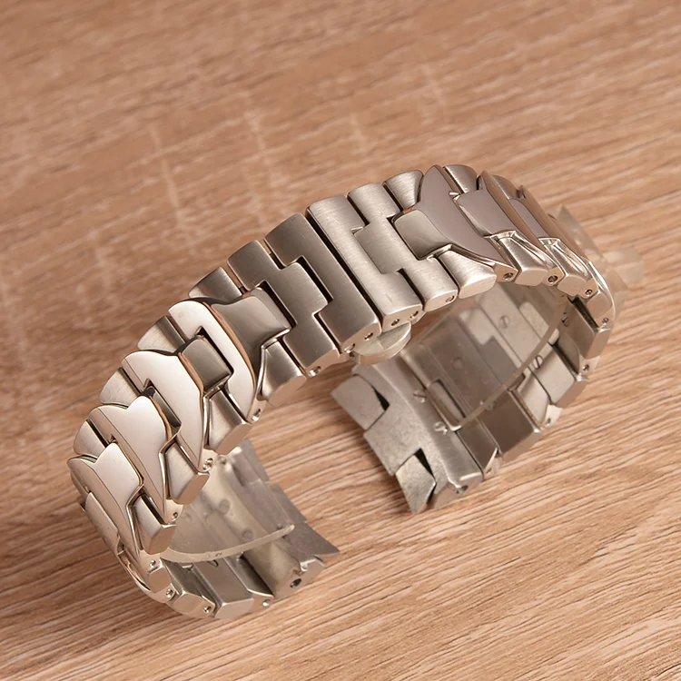 Polished Stainless Steel Watch Strap 24mm Watchband For Panerai PAM111 PAM441 Watch Band Curved Soild Metal Bracelet