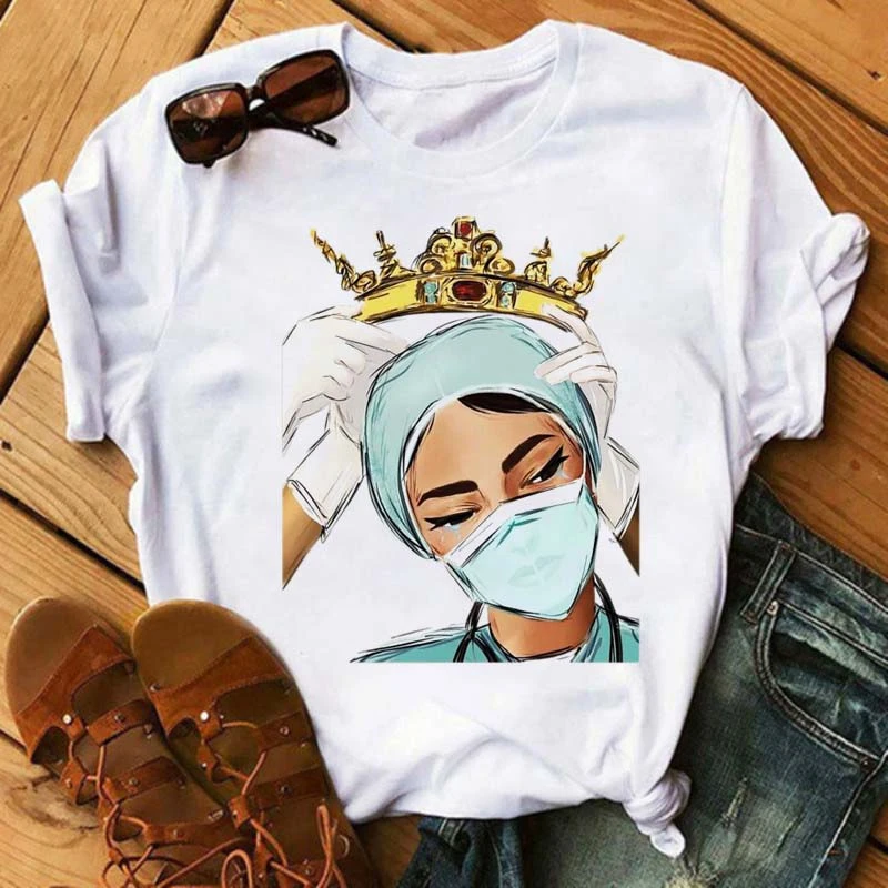 

Nurse Graphic Ladies Tees Women T-shirt Casual Nurse T Shirt Funny Short-sleeved Cartoon T-shirt Harajuku T-shirt Tops Female