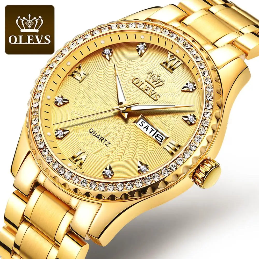 OLEVS Мужские кварцевые часы Роскошные мужские наручные 30 м водонепроницаемые