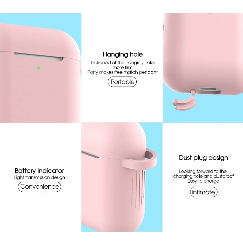 Силиконовый чехол для беспроводных наушников защитный с пряжкой Airpods 1 коробка