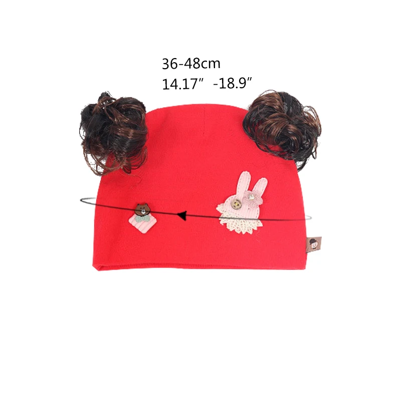 Детская шапка с искусственными волосами вязаная теплая хлопковая шапочка зимняя