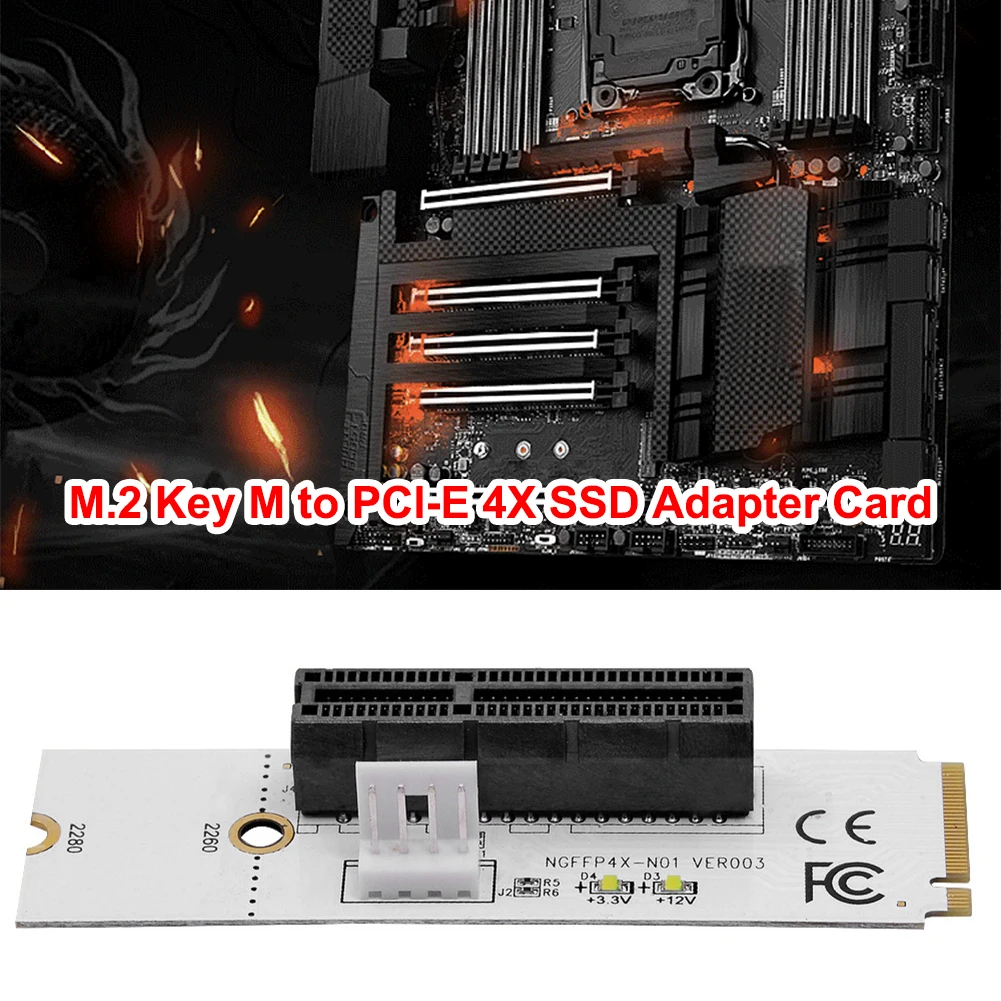 Переходная карта NGFF M.2 на PCI-E 4X M2 M Key PCIE X4 преобразователь Светодиодный индикатор