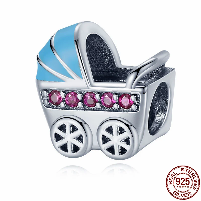 CodeMonkey Новая Весенняя коллекция 925 пробы Серебряная детская коляска синий