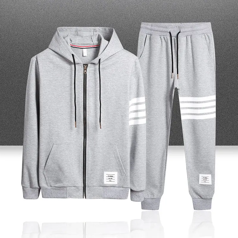 

2021 Hooded Sweater men's sports suit long sleeve spring and autumn trend men's two piece suit casual couple women's four bars
