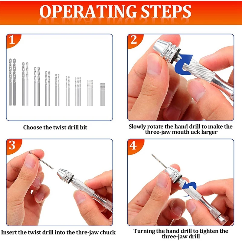 

57 Pieces Hand Drill Bits Set, Pin Vise Hand Drill 46 Pcs Micro-Type Twist Drill Bits with 10 Pcs PCB Mini Drill Bits