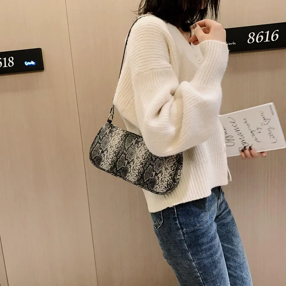 

Retro Leather Women Shoulder Bag Animal Pattern Totes Travel Daily Handbags Snake Print Leopard Print Zebra Female Handbag #30