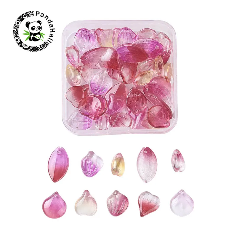 

1 коробка, стеклянные подвески, Лепестковые бусины, Шарм ракушка, стеклянные бусины для DIY браслета, серьги, ожерелье, кулон, ювелирное издели...