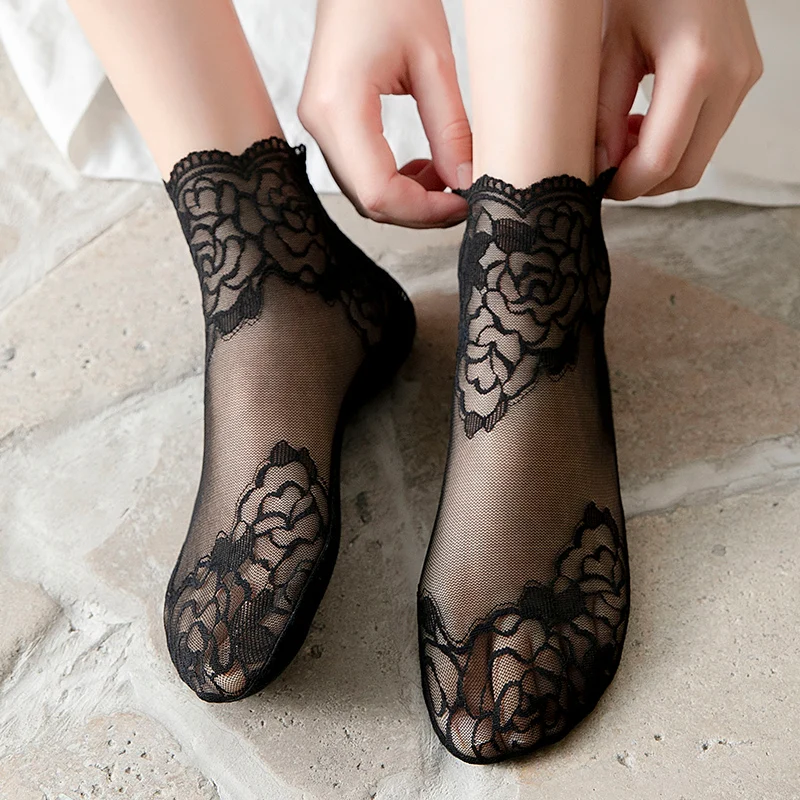Женские компрессионные носки с принтом знай мечты Модные прозрачные кружевные