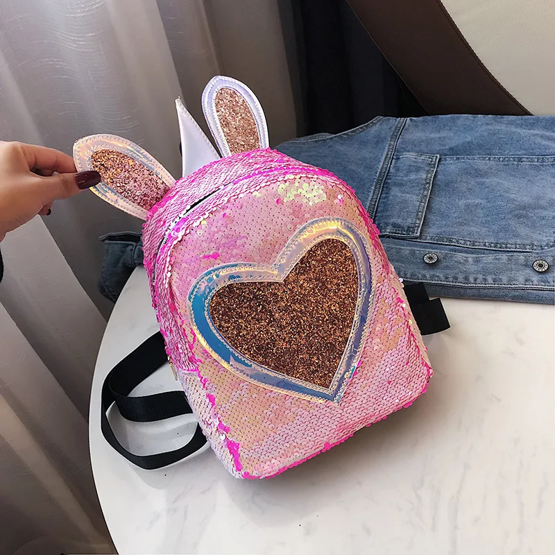 2020 New Cartoon Cute Backpack Girls Children's School Bags Sequins Heart-shaped Backpack Large Kawaii Schoolbags Kids BackPack