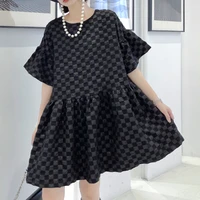 xuxi women dress summer 2021 new doll skirt thin fashionable loose waist slim checkered skirt e2504