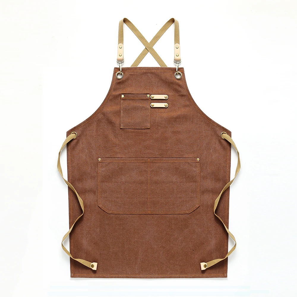 Кожаный кухонный фартук для барбекю брезентовый шеф повара бариста с карманами