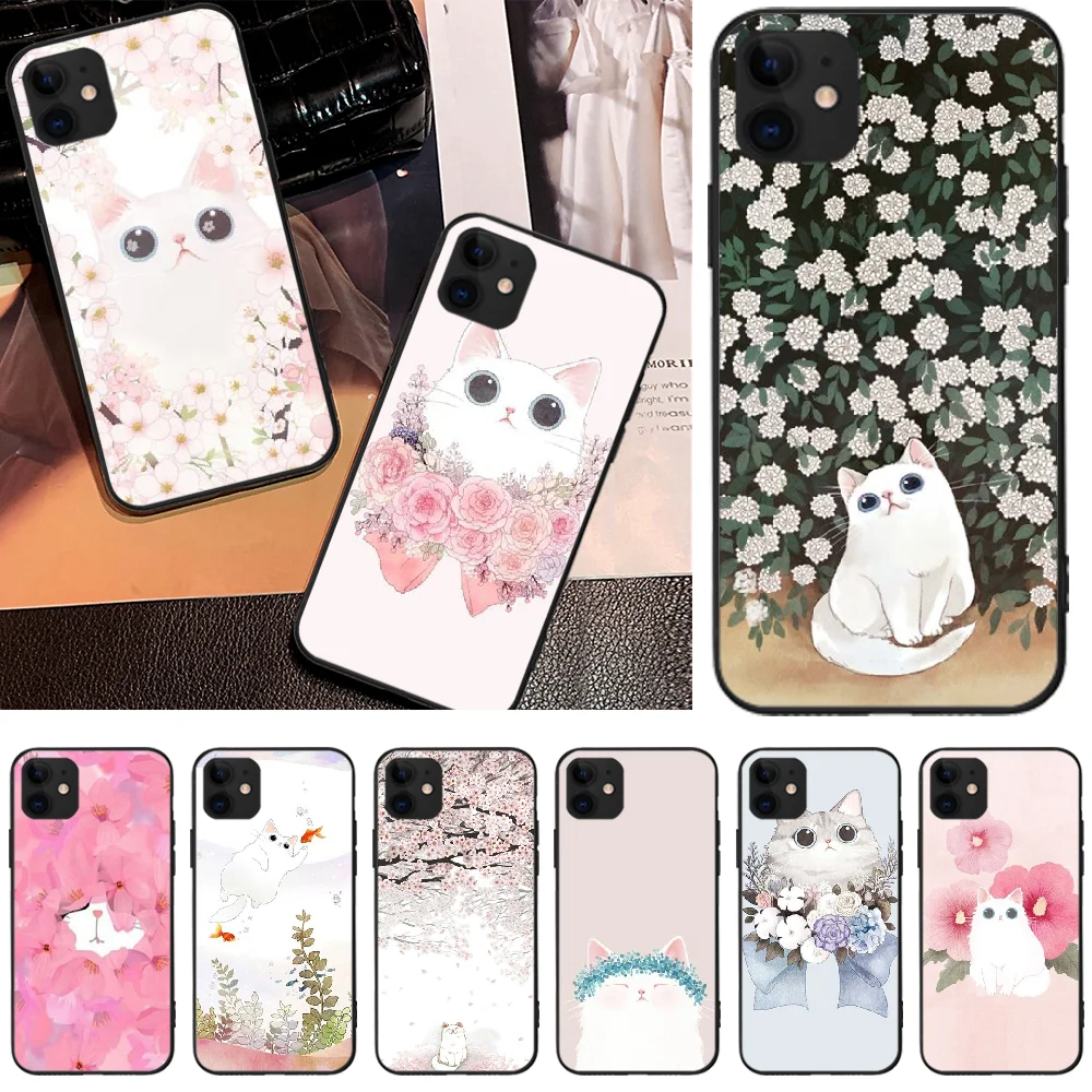 

Reayou Cute lazy cat Soft black Phone Case For iPhone 5 6 6S 7 8 plus X XS XR XS MAX 11 11 pro 11 Pro Max