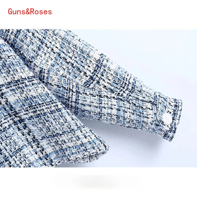 

Spring Jacket For Women 2021 Fashion With Pocket Tweed Jacket Coat Vintage Long Sleeve Button-up Female Outerwear Chic Overshirt