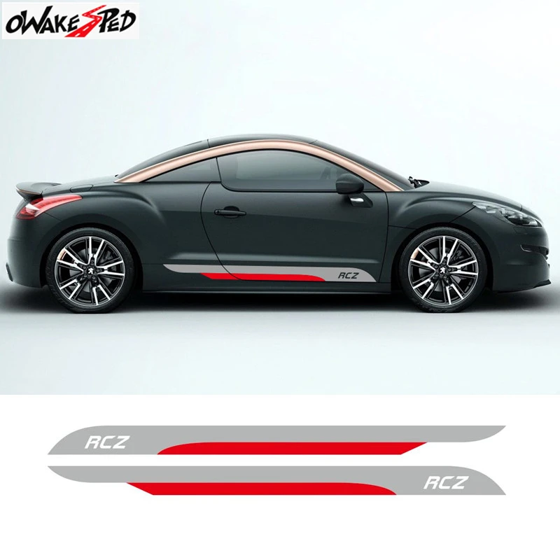 

2pcs Car Door Side Skirt Stripes Stickers Auto DIY Vinyl Film Decals Automobiles For PEUGEOT RCZ Styling Tuning Car Accessories