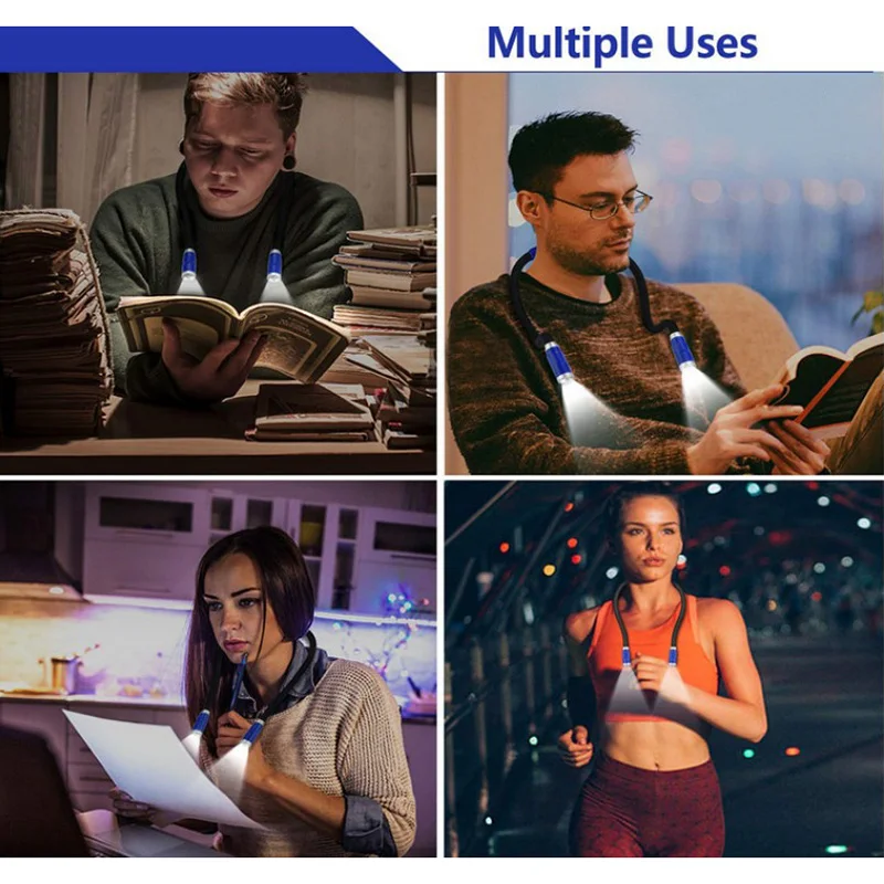 

LED Book Light USB Rechargeble Reading Light Hands Free for Outdoor Home BV789