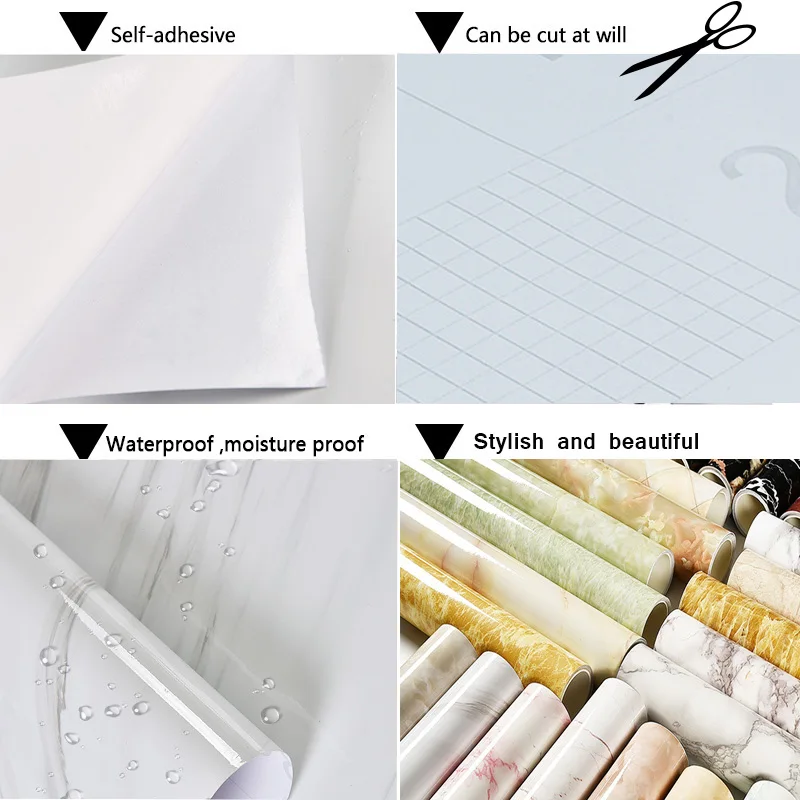 6meter waterproof wallpaper decorative marble contact paper countertops roll for counter top covers cabinets kitchen furniture free global shipping