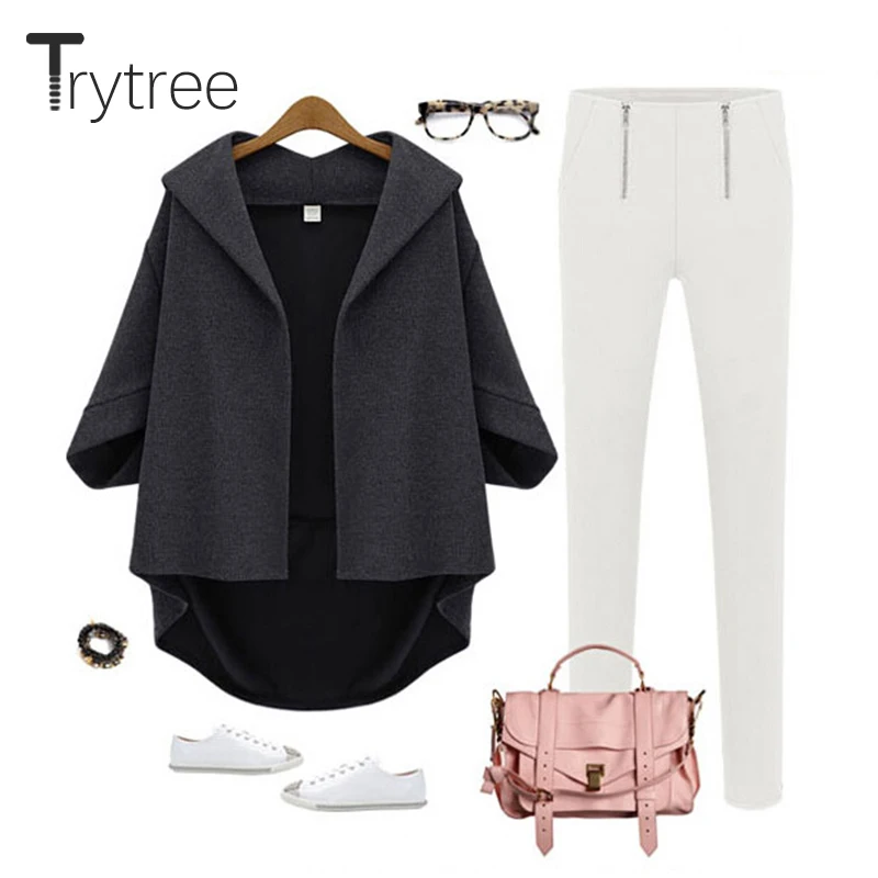 Trytree/2019 осенне зимнее женское пальто повседневное однотонное с отложным