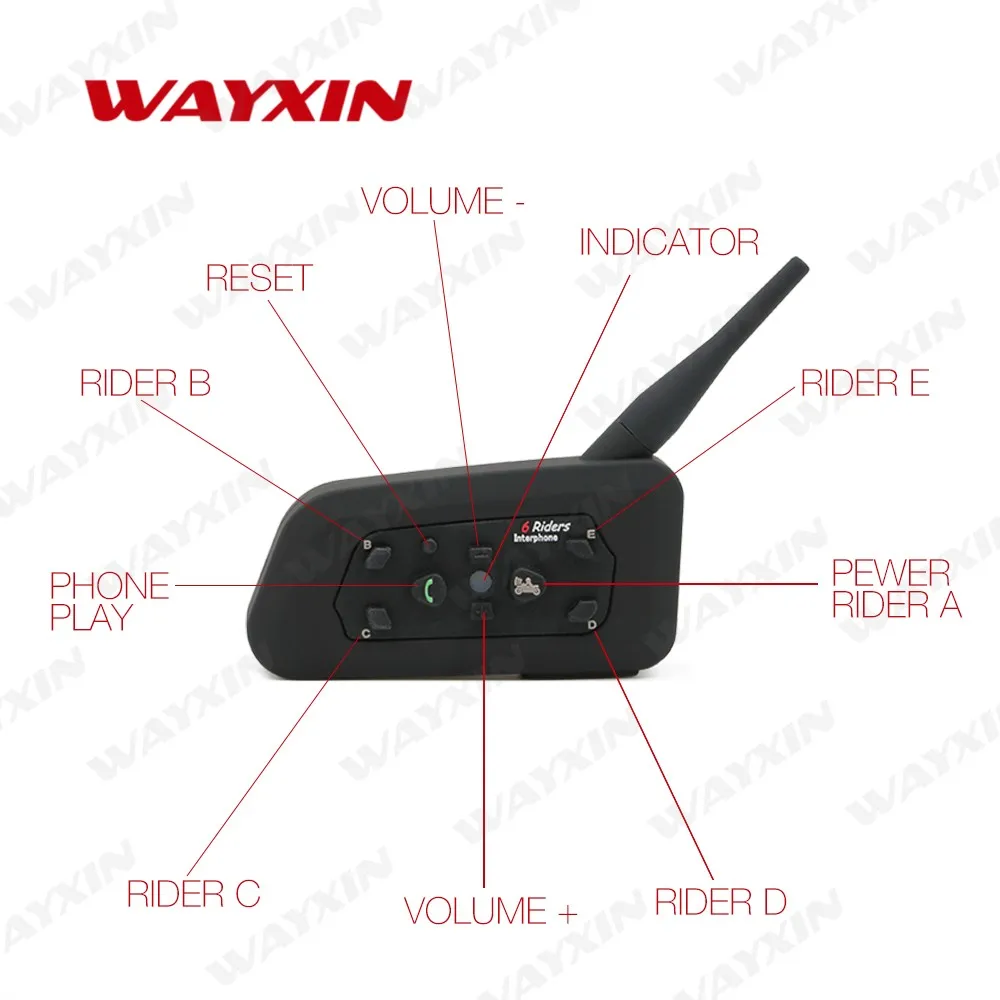 Новинка 2019 4 шт. R6 1200 м мотоцикл Bluetooth гарнитура для шлема домофон до 6 всадников