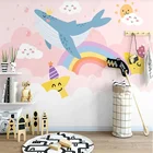 Обои для детской комнаты ручная роспись розовые облака мультфильм КИТ мечта фон для детской комнаты фрески настенные бумаги домашний декор