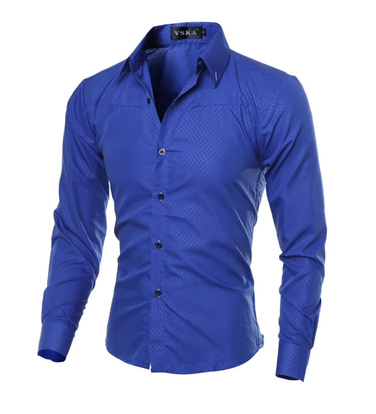 Men's Dress Shirt Fashion Slim Fit Classic Printed Long Sleeve Casual Button Down Luxury Shirt