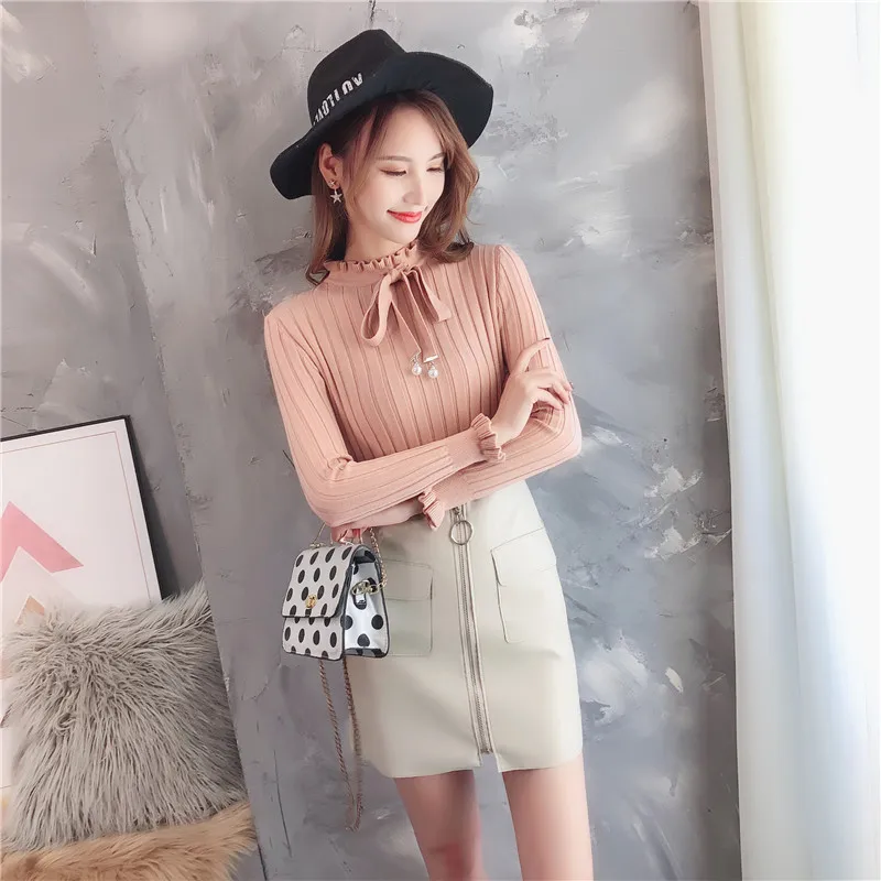 Lucyever Fashion Black Turtleneck Sweater Women Solid Color Elastic Knitted Sweaters Woman 2020 Casual Simple Pullover Ladies | Женская