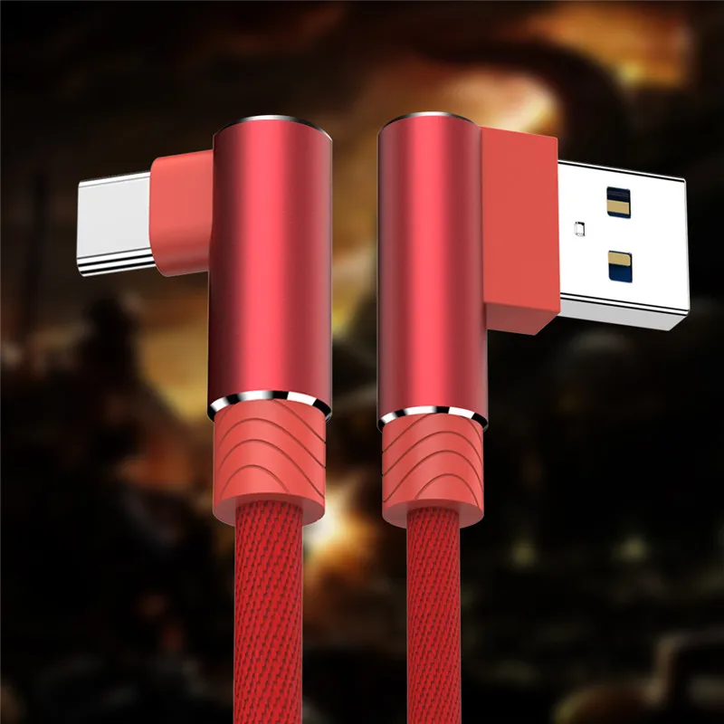 USB кабель Type C для быстрой зарядки 1 м 2 3 90 градусов Samsung S10 S9 Plus Xiaomi mi 9 8 huawei P30 Pro