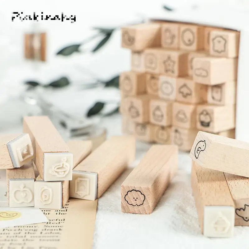 25 шт. милые животные напитки торт простое украшение штамп DIY деревянные резиновые