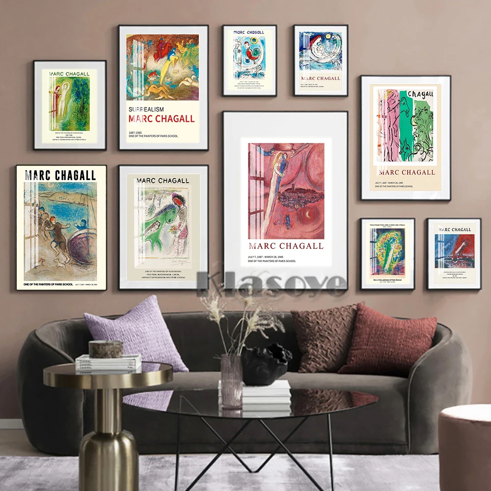 

Marc Chagall Retro Art Print Canvas Painting Exhibition Museum Vintage Poster Wall Art Decor Picture Living Room Home Decoration