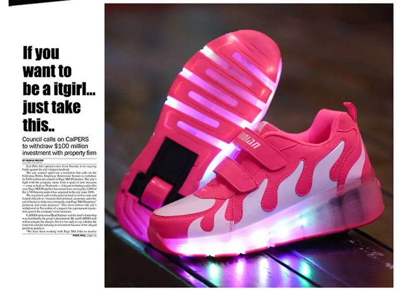 Светодиодный светильник Heelys; кроссовки с двумя колесами для мальчиков и девочек; повседневная обувь на роликах для девочек; Zapatillas Zapatos Con Ruedas