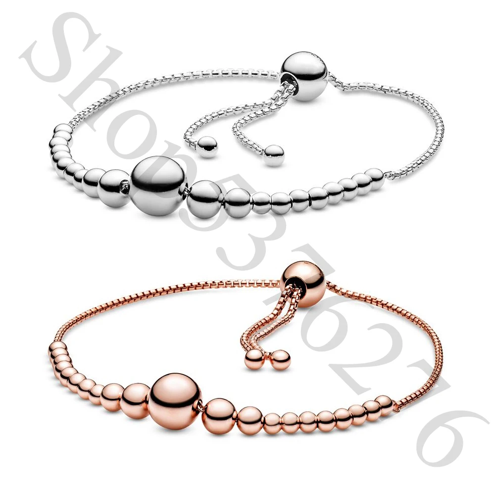 Подлинный 925 пробы серебряный оригинальный браслет из бусин скользящий в