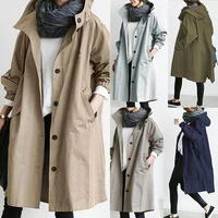 2020 women autumn solid color pocket hooded windbreaker long trench coat outerwear womens clothing %d0%b6%d0%b5%d0%bd%d1%81%d0%ba%d0%b0%d1%8f %d0%ba%d1%83%d1%80%d1%82%d0%ba%d0%b0 femme veste