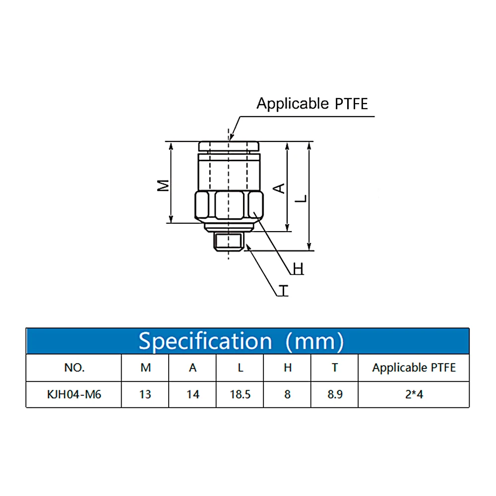 Пневматический соединитель KJH 04 M6 запчасти для 3D принтера медный разъем V6 Bowden