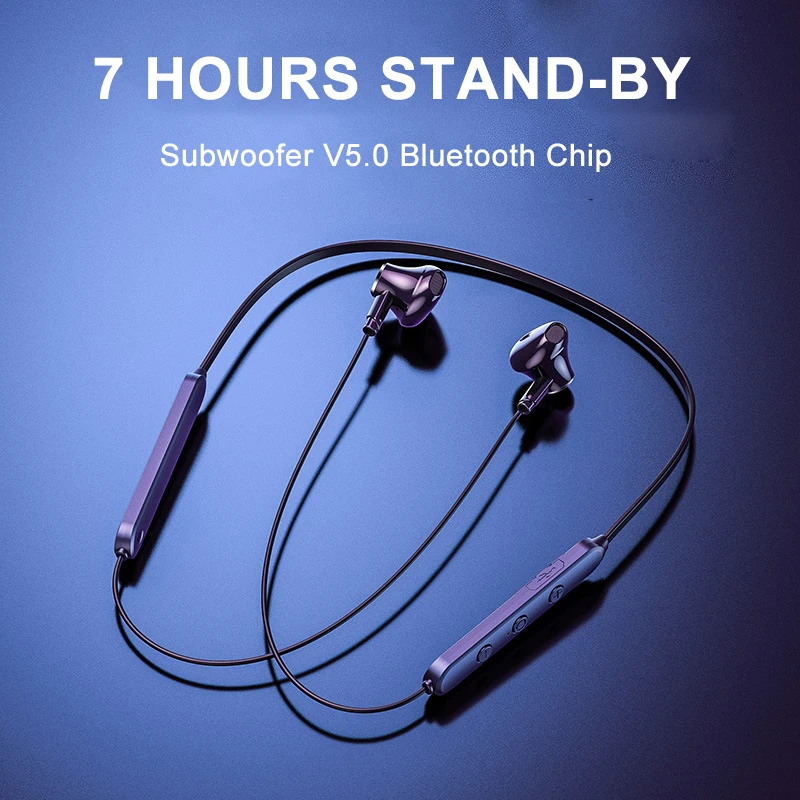 Беспроводные наушники Bluetooth 5 0 спортивные с высоким воротом стереонаушники