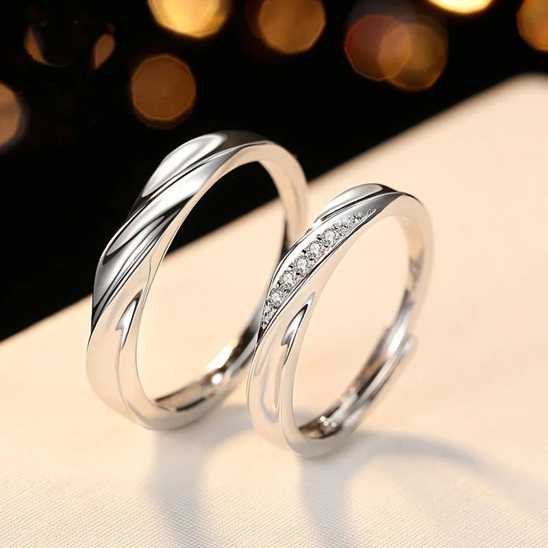 Свадебные наборы лент подлинное Серебряное кольцо пары 925 пробы набор полос