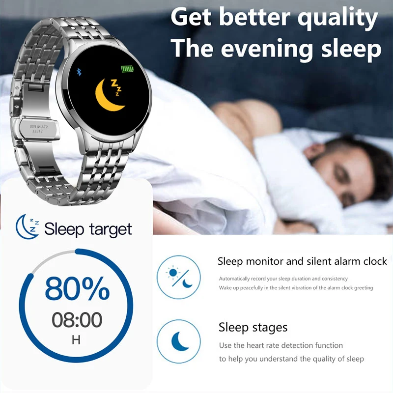 Мужские умные часы LIGE с пульсометром и напоминанием о кровяном давлении