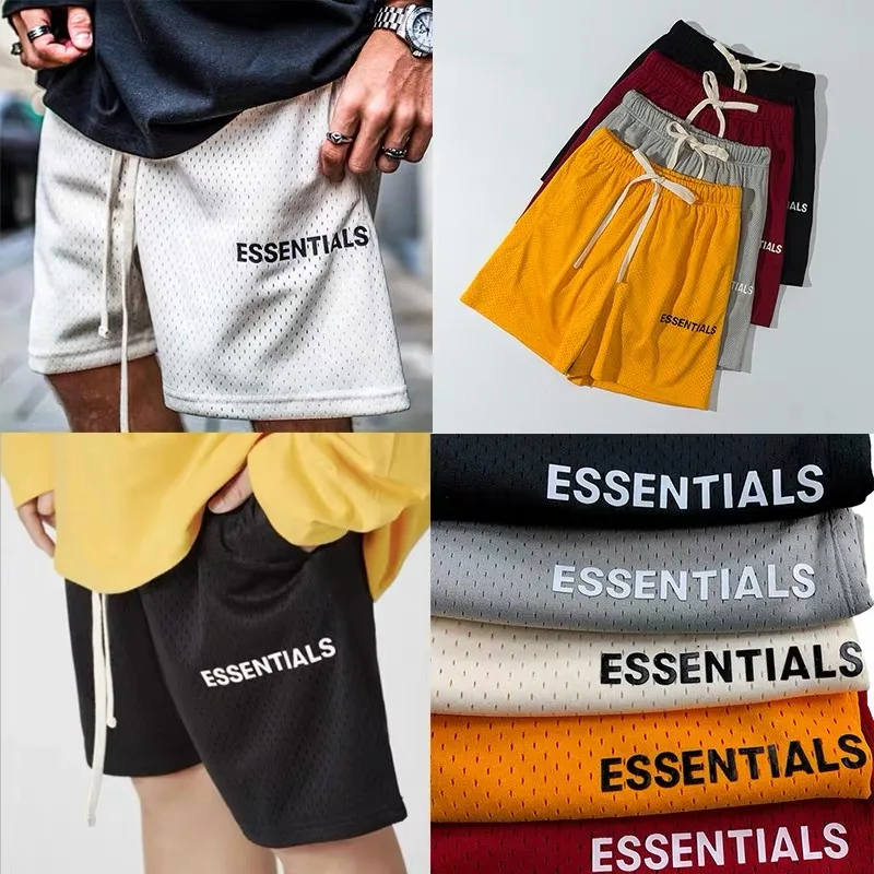 

SS20 fashion brand fog essentials high quality men's shorts solid mesh summer high street breathable beach pants neutral shorts