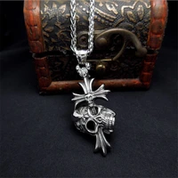 hot sale retro jewelry skull cross necklace pendant mens fashion jewelry accessories wholesale