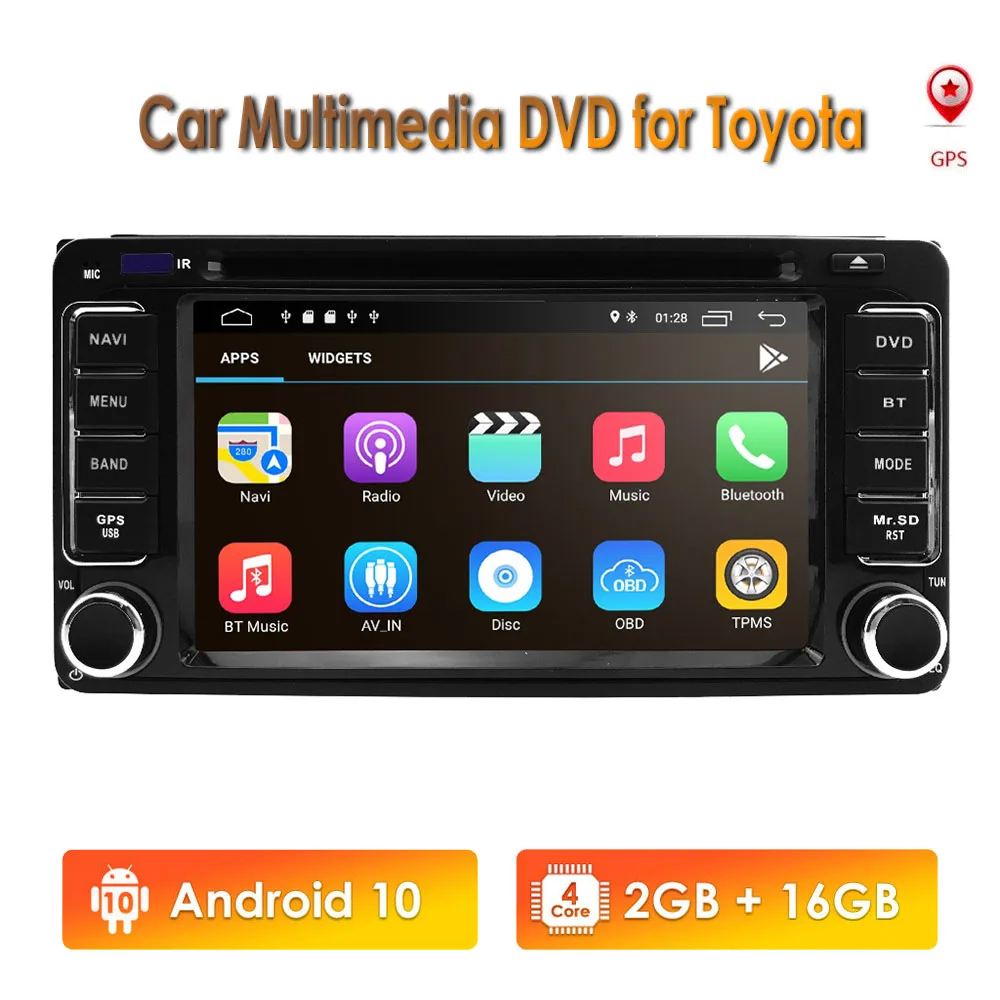 Автомобильная Мультимедийная магнитола 2 Din для Toyota RAV4 Corolla Camry думатор Prado RAV 4