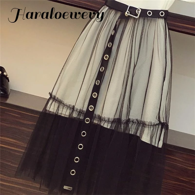 2019 Летняя женская газовая юбка набор из двух частей длинная футболка с открытыми