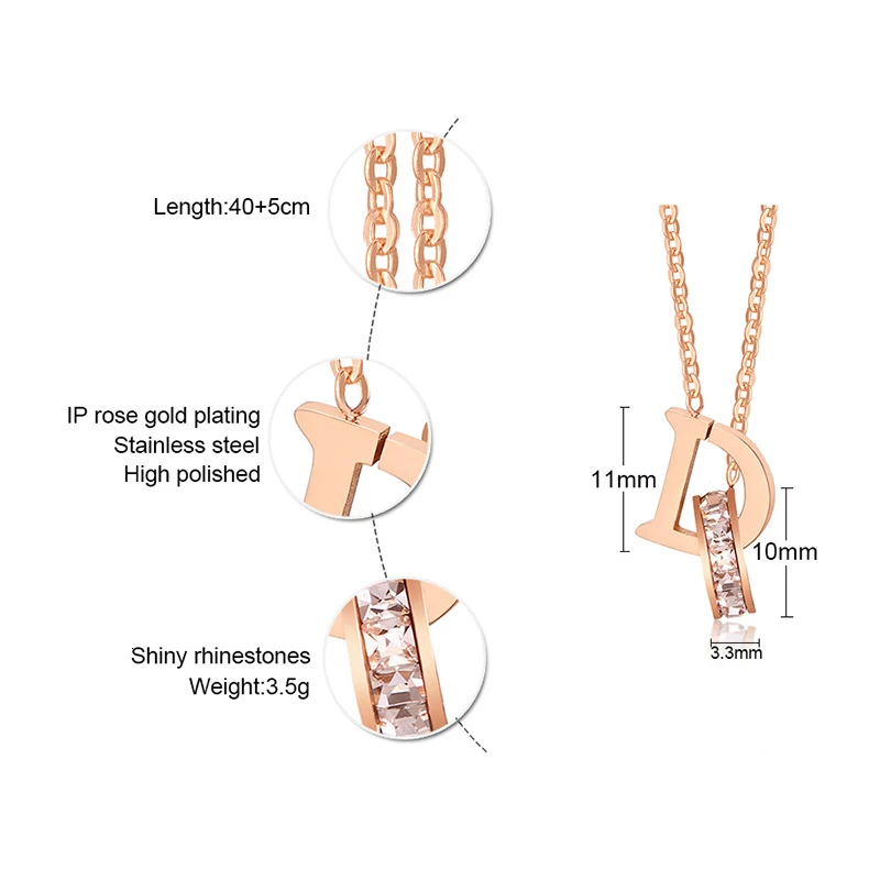 Оригинальное ожерелье D изысканное циркония Циркон розовое золото Тон Шарм