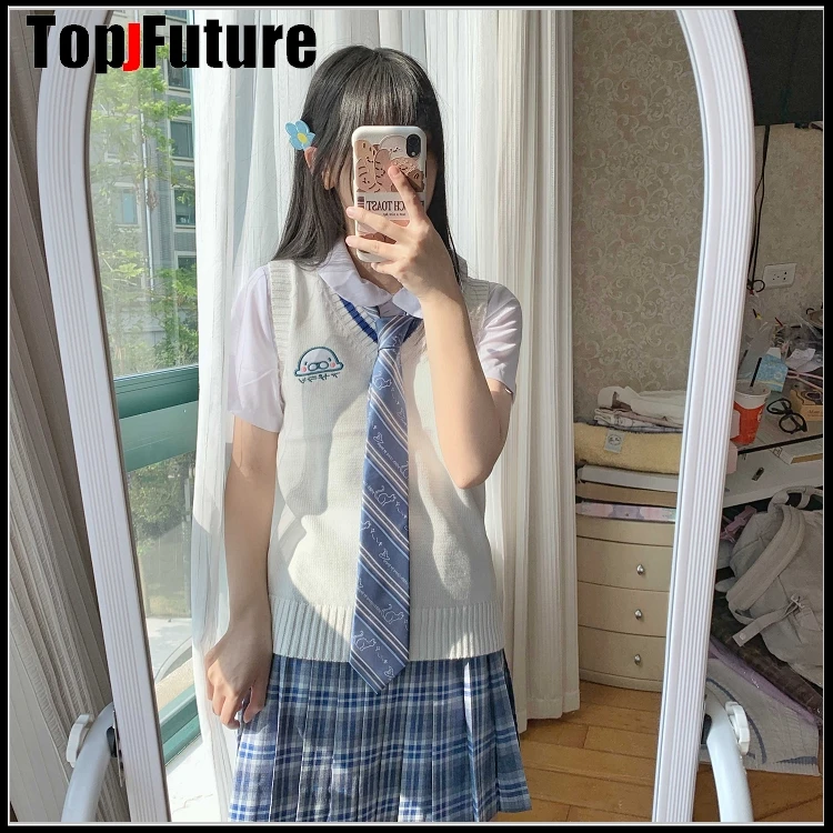 Женский японский вязаный жилет для девочек милый Универсальный свитер школьная