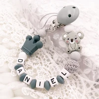 personalized name silicone nipple dummy holder baby pacifier clip porta chupeta dummy chain custom name silicone pacifier koala