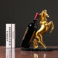 horse shaped sculptures wine bottle holder gold premium resin design sturdy sculptures wine rack kitchen decoration botellero