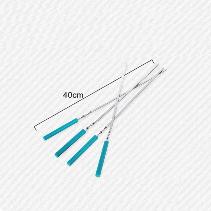 Многоразовые шпажки из нержавеющей стали с синей ручкой силикагеля для барбекю