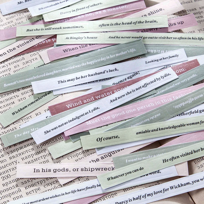 

8 sheets English Poems Stickers Retro strip Labels Decorative journaling Album Scrapbooking Stationery Sticker
