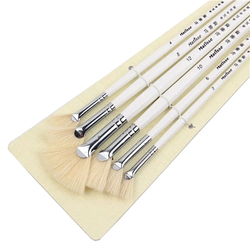 

6pcs/Set, sector oil Painting Brush pig 's bristles Hair artist Drawing Art Supplies painting brushes oil painting Drawing brush